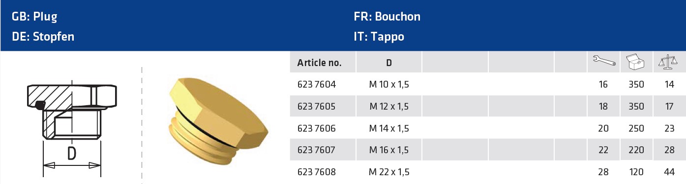 Bouchon M10x1.5 Avec O-ring intégré