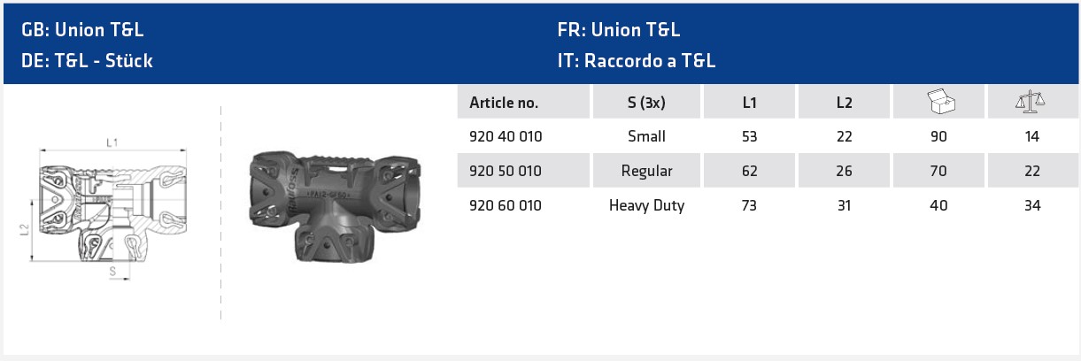 ABC Union T&L for plug-in P5 Regular P5-M16X1.5
